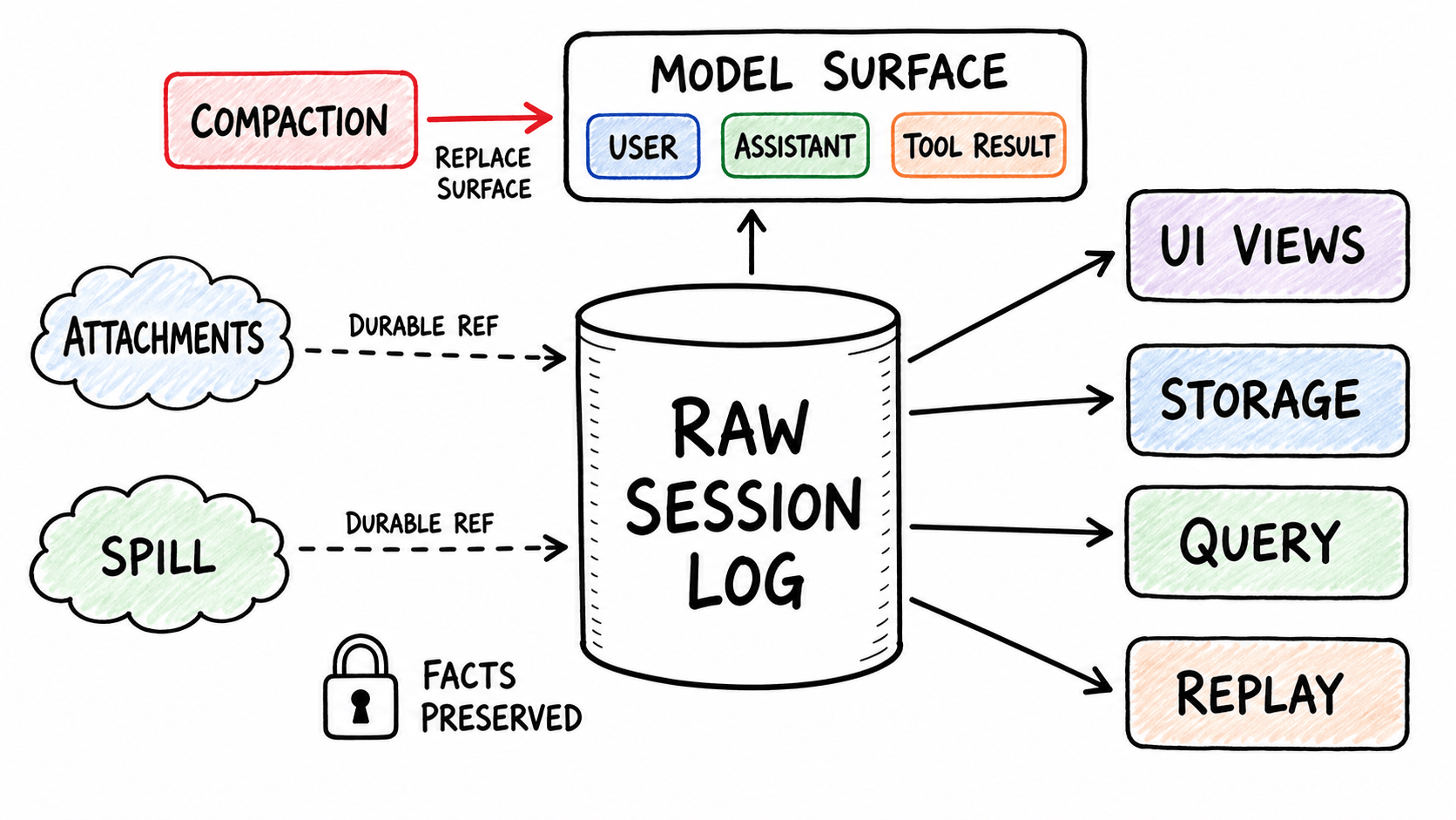 Session Event Log、Model Surface 与 Projections